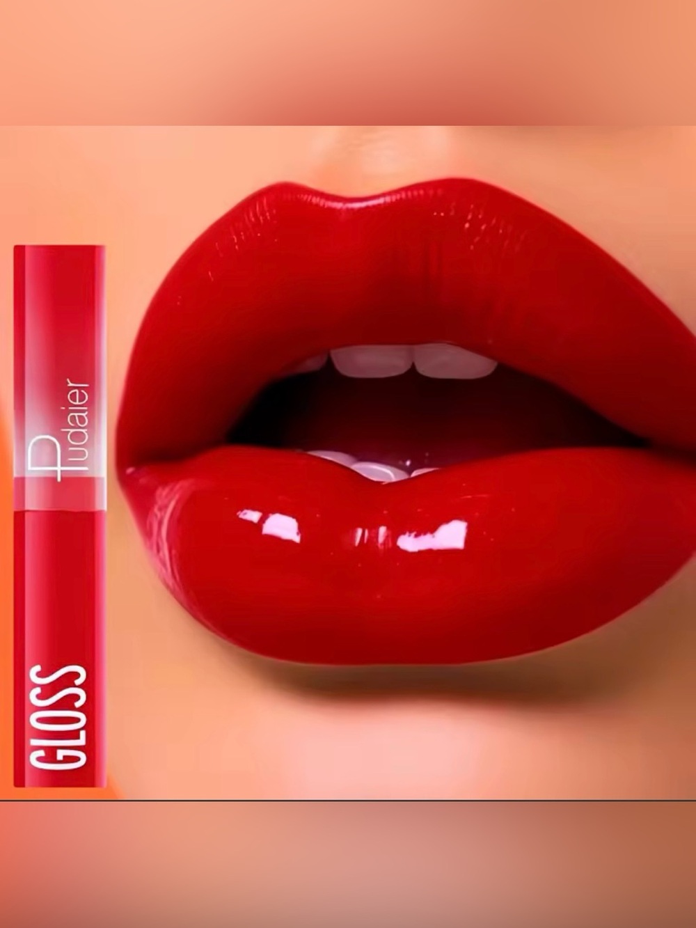 High-Shine Red Lip Gloss - Vibrant Red Finish